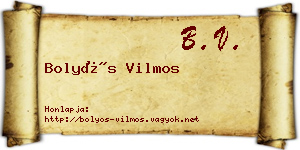Bolyós Vilmos névjegykártya